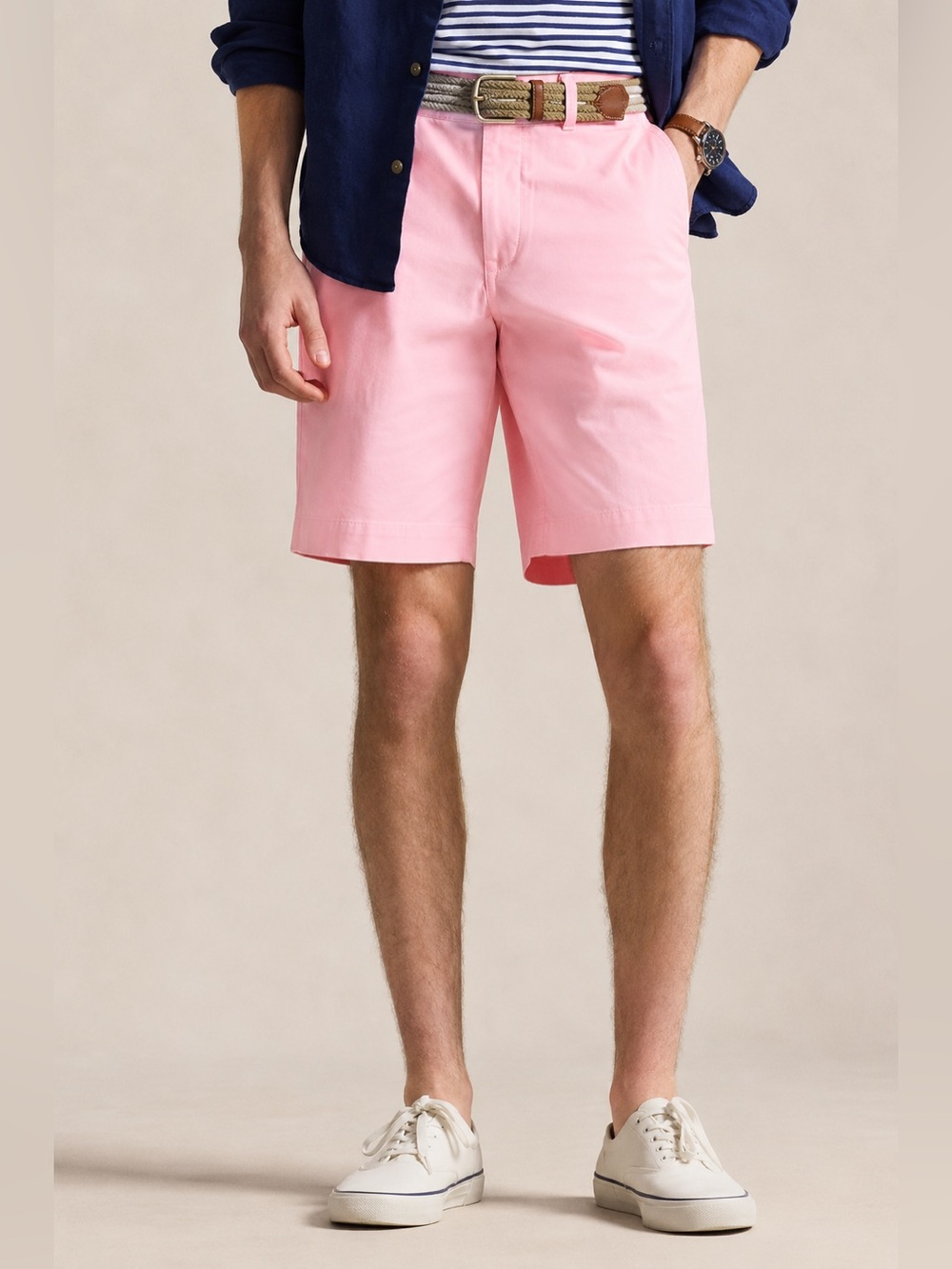 Polo Ralph Lauren Mens 30 Pink Chino Shorts Classic Fit 9” Blue Pony Preppy